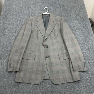 Vintage Hart Schaffner & Marx Blazer Mens‎ Grey Wool Plaid Sport Coat Classic